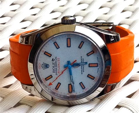 rolex milgauss orange band|rolex milgauss women's.